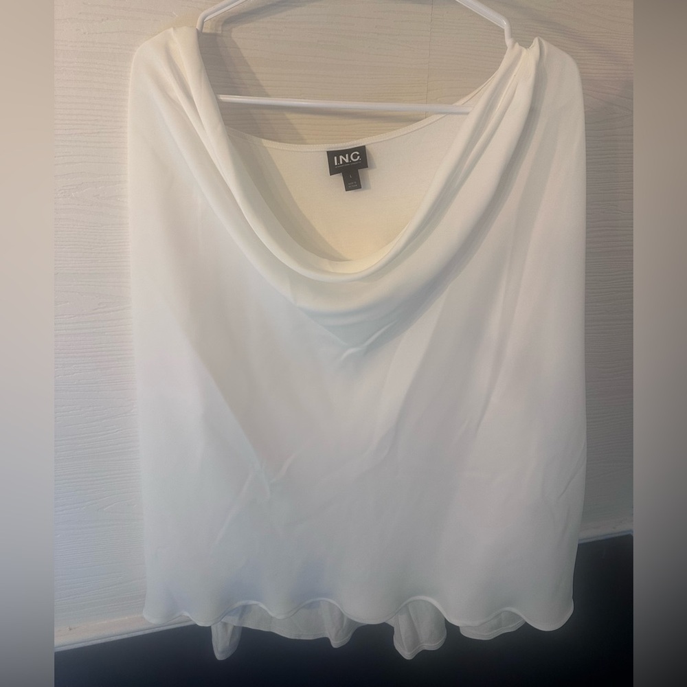 INC White Cowl Neck Blouse